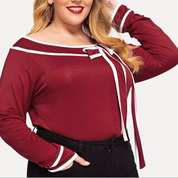 ➕Tie front wide neck top - Picture 3 of 6